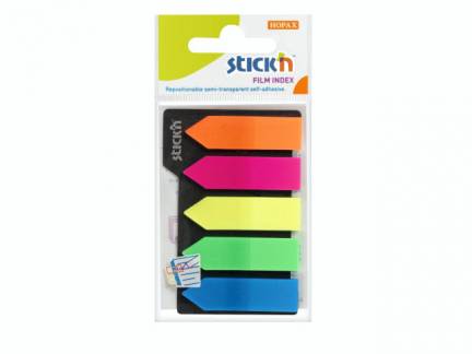 Indeksfaner Stick'N PP 5 ass. neon farver 45x12mm 5x25stk/pak