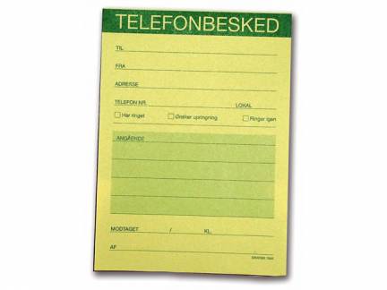 Telefonbesked 1040 100x142mm 100bl/blk