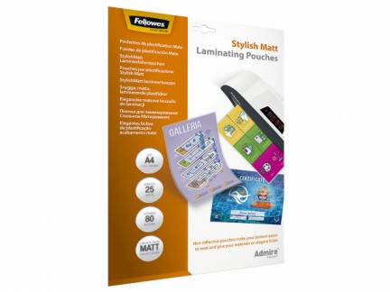 Lamineringslomme Fellowes A4 80g Stylish mat 25-pak