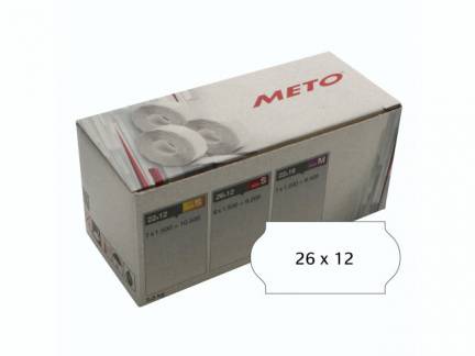 Meto etiket perm 26x12 hvid (6rl/1500)