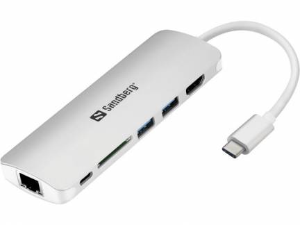 USB-C Dock HDMI+LAN+SD+USB,61W, White