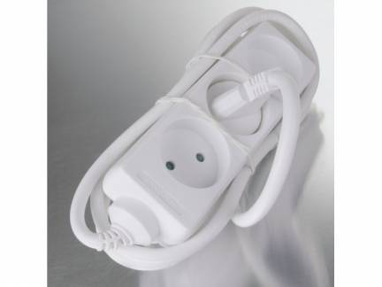 Stik 3-vejs (D) 3m kabel hvid