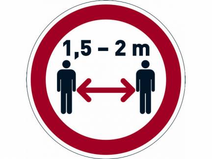 Påbudsskilt Hold afstand Ø43cm 0,2mm aftagelig rød