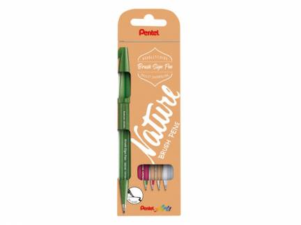 Fineliner Pentel SES15N-4 Brush Sign Pen NATURE 4stk