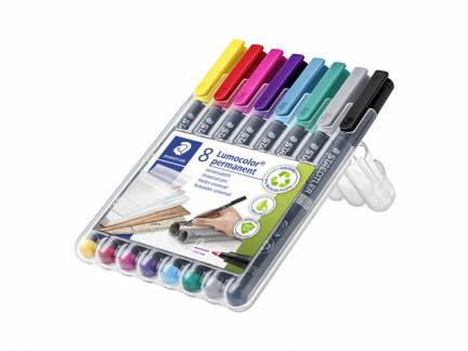 OHP-pen Lumocolor assorteret F 0,6mm 318 WP4-8 permanent 8stk/pak