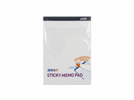 Notes Stick'N memo gul m/tern m/selvkl. ark 254x178mm 50ark/blok