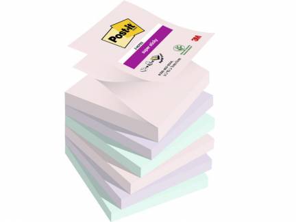 Post-it Super Sticky Z-Notes 76mmx76mm 90ark/blk 6blk/pak Soulful farvekollektion