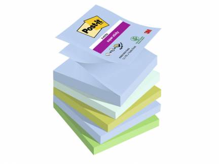 Post-it Super Sticky Z-Notes Oasis farvekollektion 76mmx76mm 90ark/blk 5blk/pak Oasis farvekollektio