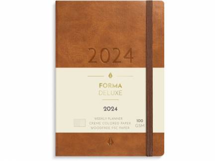 Ugekalender A6 Forma Deluxe brun kunstskind tværformat 2024 2014 10