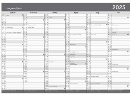 Basic kontorkalender m/whiteboard-funktion A2 2025