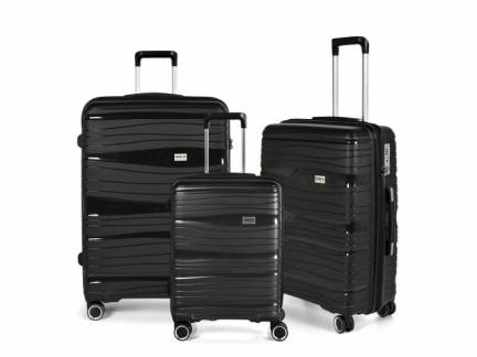 Kuffertsæt RW Travel Alfrida sort 20”/24”/28” PP-plast med TSA-lås