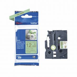 Labeltape Brother TZe-RM34 12mmx4mm guld på mintgrønt satin