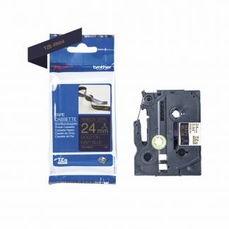 Labeltape Brother TZe-RN54 24mmx4m guld på mørkeblå satin