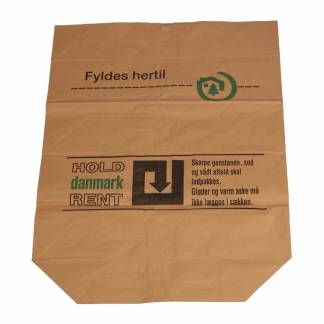 Affaldssække papir 70x95x25cm 2-lags vådstærk brun