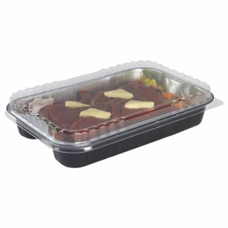 Låg dome dPET t/foliebakke D-PET 1920ml opak 100stk/pak