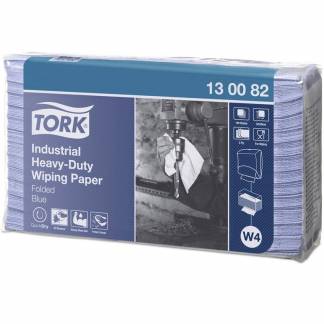 Aftørringspapir Tork ekstra kraftig W4 3-lags blå 5x100ark