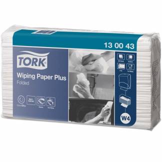 Aftørringspapir Tork Plus W4 2-lag hvid 130043 5x200ark