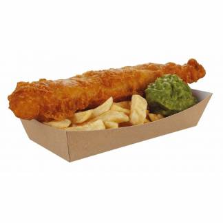 Pommes fritesbakke pap brun 220x85x45mm 250stk/pak