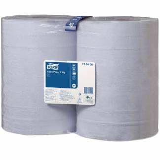 Aftørringspapir Tork Basic W1 2-lags blå 340m 2rul/kar