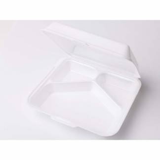 Skumbakke hvid 3-rums m/låg 240x215x70mm 300stk/pak