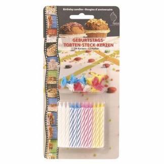 Lagkagelys ass. 24lys+12holdere/pak 24sæt/pak