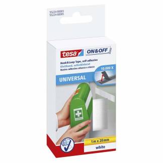 Tape tesa burre hvid 20mmx1m velcro
