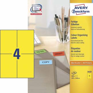 Etiket Avery gul 105x148mm 3459 40stk/ark 100ark/pak