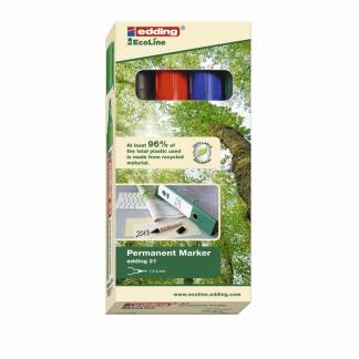 Marker Edding 21 ECOLINE ass. perm. 1,5-3mm rund spids 4stk