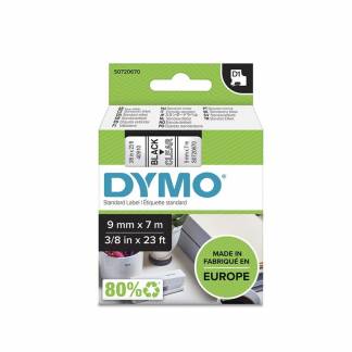 Labeltape DYMO D1 40910 S0720670 9mmx7m sort på klar