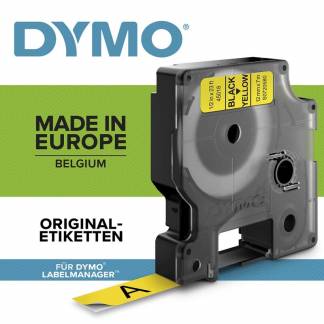 Labeltape DYMO D1 40918 S0720730 9mmx7m sort på gul