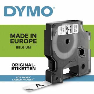 Labeltape DYMO D1 45013 S0720530 12mmx7m sort på hvid