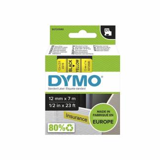 Labeltape DYMO D1 45018 S0720580 12mmx7m sort på gul