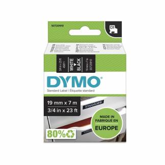 Labeltape DYMO D1 45811 S0720910 19mmx7m hvid på sort