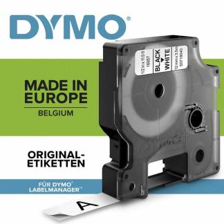 Labeltape DYMO D1 16957 12mmx3,5m sort på hvid nylon flex