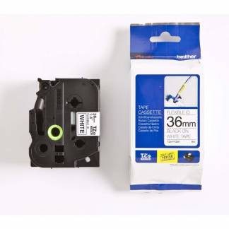 Labeltape Brother TZe-FX261 36mmx8m sort på hvid fleksibel