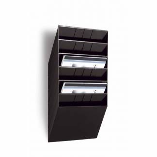 Brochureholder Flexiboxx A4 sort 6 fag liggende t/væg