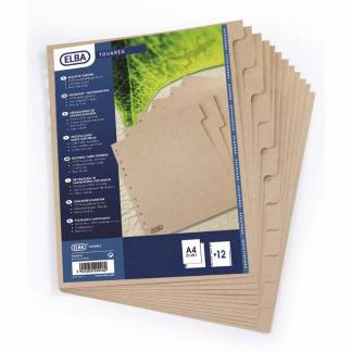 Faneblade Elba A4 naturkarton 280g 12-delt