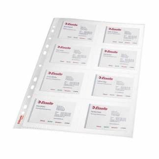 Plastlomme Esselte t/visitkort A4 klar t/16 kort 10stk/pak