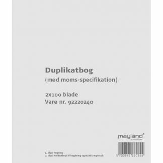 Duplikatbog m/moms 2x100bl 126x148mm 92 2202 40