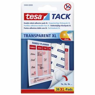 Brikker tesa Tack XL dobbeltklæbende transp. 36stk/pak