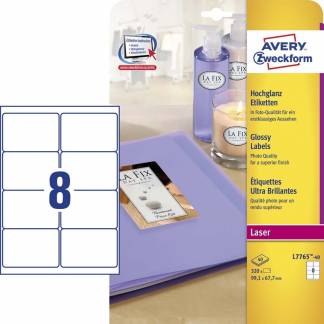 Laseretiket Avery glossy 99,1x67,7mm L7765-40