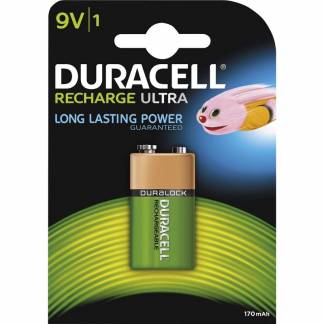Batteri Duracell genopladelig 9V 170mAh 1stk/pak