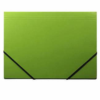 Elastikmappe Q-Line A4 grøn m/3 klapper & elastik blank