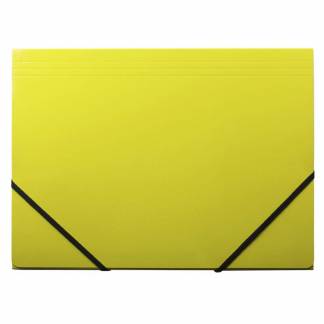 Elastikmappe Q-Line A4 gul m/3 klapper & elastik blank