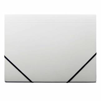 Elastikmappe Q-Line A4 hvid m/3 klapper & elastik blank