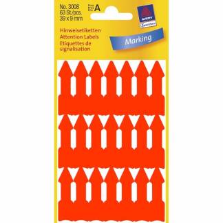 Etiketter Avery pil 39x9mm neon orange 21stk/ark 3ark/pak