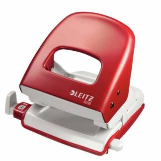 Hulapparat Leitz rød 2-huls m/skinne t/30ark 5008