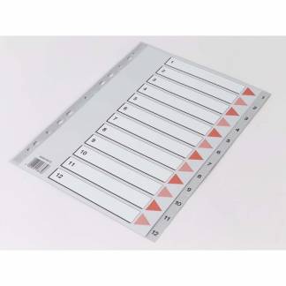 Plastregister Q-Line A4 1-12 grå m/kartonforblad