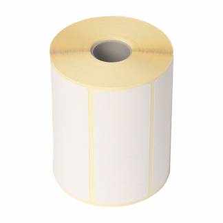 Termoetiket u/tryk hvid TOP 60x120mm perm. kl&aelig;b 600stk/rul