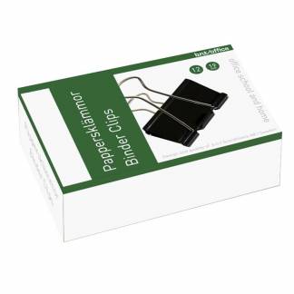 Papirklemme stål bnt sort 19mm foldback 12stk/pak